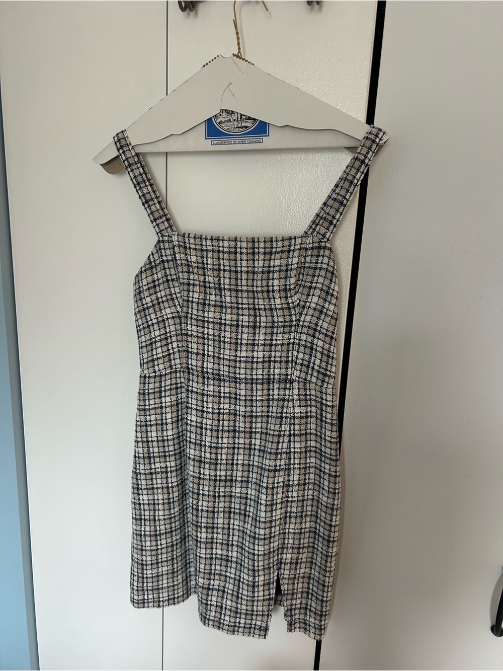 Abercrombie & Fitch Plaid Mini Dress in Cream and Black